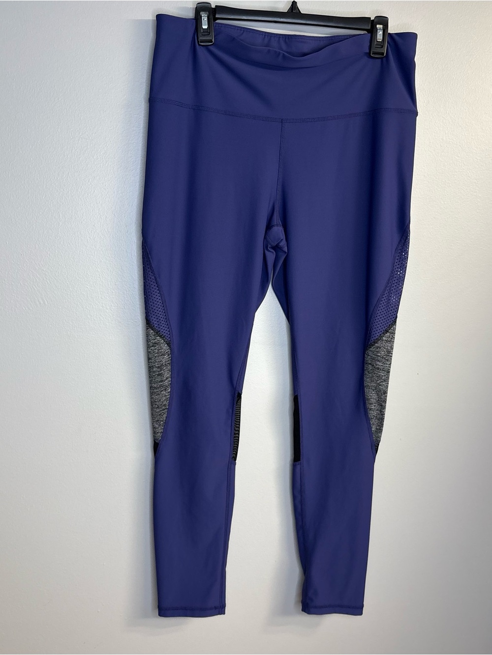 Purple Active Leggings with Gray Paneling